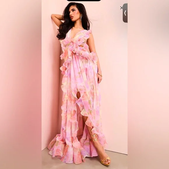 Esquim Asos Design Halter Tie Neck Midi Dress In Pleat Pink Dress ASOS LUXE Organza Ruched Esquim Asos Design Halter Tie Neck Midi Dress In Pleat Pink Dress ASOS LUXE Organza Ruched